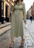 Boho Lapel Waist Cardigan Button Shirt Dress